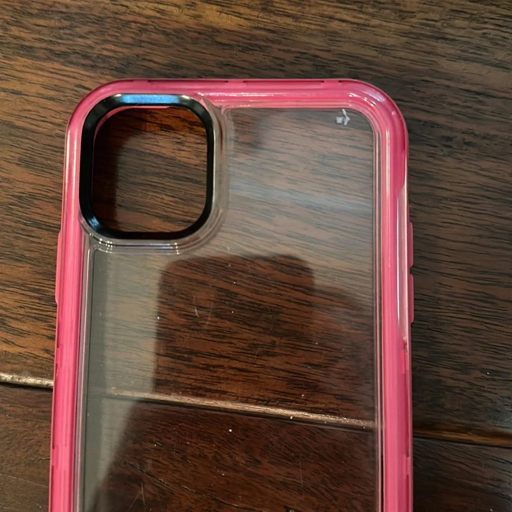 Otter box, clear back with bright pink sides, Gently used1 week, Excellent cond.